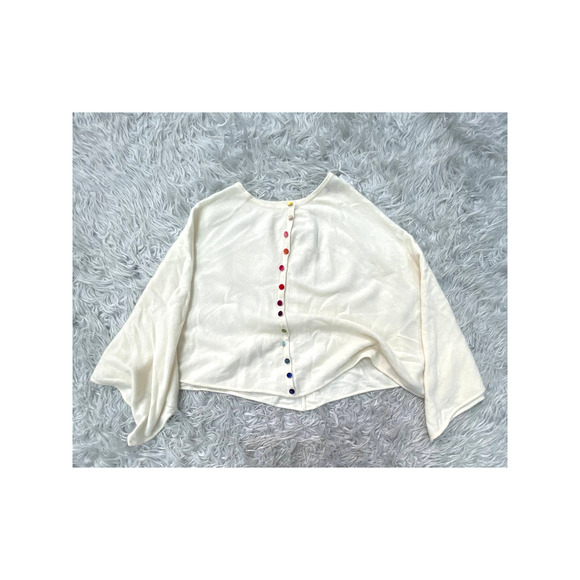 NWT Estheme Cachemire Cape Rainbow Button Sz M Cashmere Sweater Poncho - Picture 1 of 4
